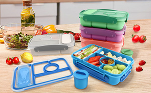 Offres Spéciales Boîte à lunch Bento portable de style américain moderne pour enfants Boîte à lunch étanche en plastique écologique sans BPA - Product Image 6
