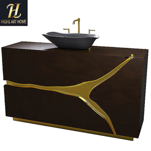 <span class=keywords><strong>Mueble</strong></span> de Baño Moderno de Lujo para Hotel o Villa, Diseño de Alta Gama, Madera Maciza Dorada, <span class=keywords><strong>Lavabo</strong></span> <span class=keywords><strong>Pequeño</strong></span> - Product Image 5