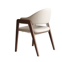 Italienischer Minimalistischer Massivholz-Esszimmerstuhl Nordisches Design für Zuhause, Hotel, Restaurant Freizeit-Armlehnstuhl Designer-Lederpolsterung