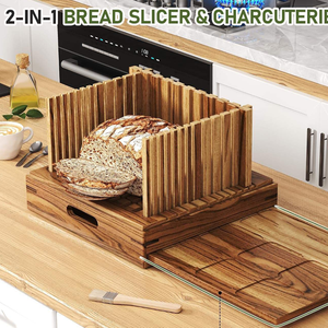 Trancheur à <span class=keywords><strong>pain</strong></span> en bois d'acacia avec logo personnalisé pour <span class=keywords><strong>pain</strong></span> fait maison - Guide <span class=keywords><strong>de</strong></span> découpe pliable en bambou avec plateau à miettes et plateau <span class=keywords><strong>de</strong></span> service extractible - Product Image 3