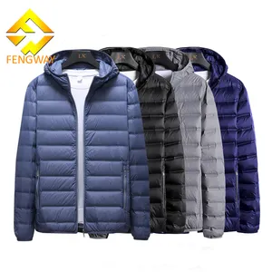 Fengway Custom Mens Thin White Duck Down Coat Solid Color Warm Hooded Coat L-8XL Plus Size Puffer Coat For Men