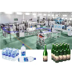Rotary 3 in 1 glass bottle water rinsing filling and capping machine