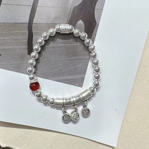 Pulsera de Bolas de Plata de Ley S925 con Dijes, Joyería Unisex, Regalo - Product Image 1