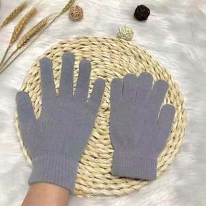 Guantes de punto a rayas transpirables de acrílico/algodón para mujer, calentadores de manos de invierno con forro grueso, mitones de esquí masónicos de dedo completo para uso diario - Product Image 3