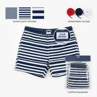 Shorts de bain pour hommes personnalisés à rayures, séchage rapide, style nautique, avec doublure en maille et cordon de serrage, maillot de bain de plage OEM