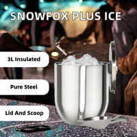 Seau à glace isotherme en acier inoxydable de qualité supérieure avec couvercle/pelle 3L rond pour fêtes et accessoires de bar à domicile