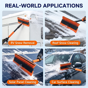 <span class=keywords><strong>Balai</strong></span> à neige télescopique 2-en-1 et raclette à glace avec <span class=keywords><strong>brosse</strong></span> à neige, filetage américain, manche universel <span class=keywords><strong>pour</strong></span> toit de voiture et pare-brise - Product Image 6