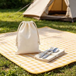 Wholesale <b>Plain</b> White Drawstring Eco-Friendly <b>Canvas</b> Storage Bags Gift Wrapping Pouches - Product Image 2