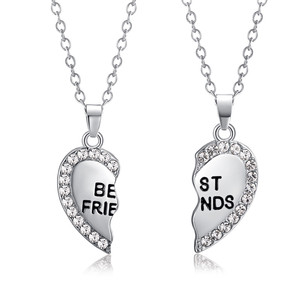 Collier unisexe 2 pièces, collier <span class=keywords><strong>pour</strong></span> femme avec pendentif en cristal en forme de cœur, collier avec inscription <span class=keywords><strong>pour</strong></span> meilleur ami, collier <span class=keywords><strong>pour</strong></span> couple, collier <span class=keywords><strong>d</strong></span>'amitié <span class=keywords><strong>pour</strong></span> homme - Product Image 2