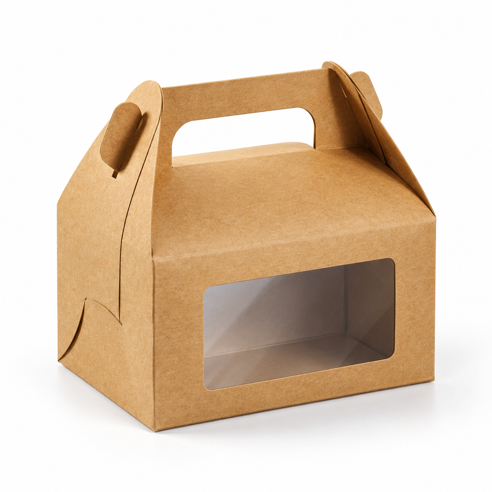 Custom Kraft Gable Boxes Clear Window Cake Boxes Cupcake Cookie Gift ...