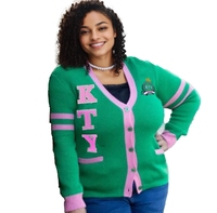 Cardigan grec léger en acrylique et coton tricoté, personnalisé OEM/ODM, pour femme, idéal pour les sororités – Vente en gros