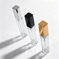 Flacon de parfum en verre vide carré transparent de 10 ml, mini portable, avec pulvérisateur à sertir et capuchon argenté, doré ou noir