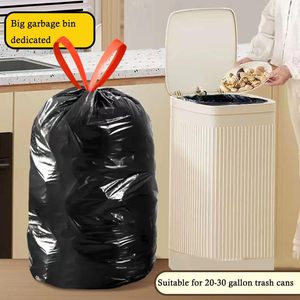 ถุงขยะสีดำขนาดใหญ่แบบมีเชือกรูด ถุงขยะพลาสติกแบบหนา ทนทาน ยืดหยุ่นได้ เหมาะสำหรับใช้ - Product Image 6