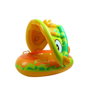 <b>Inflatable</b> Swimming Ring For Toddlers 57x65cm With Sunshade And Steering Wheel Cartoon Design Water Toy For Kids - Product Image 4