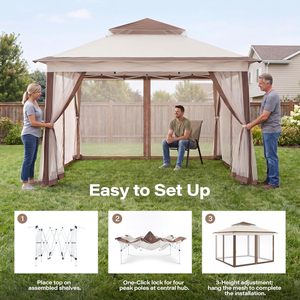Gazebo Pop-up 12x12 con Zanzariera, Altezza Regolabile, Tenda da Esterno con Borsa per il Trasporto - Product Image 3