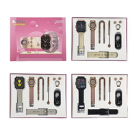 Montre connectée de luxe pour femme A68 Plus avec collier, boucles d'oreilles, bracelet, bague, bracelet intelligent en or rose et argent A68 Plus
