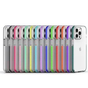 आईफोन 11 सिलिकॉन बम्पर केस के लिए रंगीन टीपीई फ्रेम, ऐप्पल आईफोन 15 प्रो केस के लिए स्पष्ट