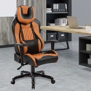 Chaises de barbier en cuir synthétique orange, réglables en hauteur, à bascule, chaise de jeu pour gamer - Product Image 5