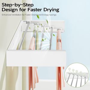 Tendedero de Ropa Plegable <span class=keywords><strong>para</strong></span> Montar en la Pared, Ahorrador de Espacio Inteligente, Tendedero Plegable <span class=keywords><strong>para</strong></span> Interiores y Exteriores - Product Image 5