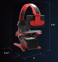 INGREM-Silla de ordenador con codificación pod T7, asiento de marca para juegos de carreras, altavoces RGB LED y soportes de Monitor HDMI DP preintegrados