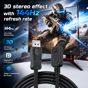   <span class=keywords><strong>Cable</strong></span> de Extensión de <span class=keywords><strong>1.2</strong></span> Metros, 4K 60Hz <span class=keywords><strong>144Hz</strong></span>, DP Macho a Hembra, <span class=keywords><strong>Cable</strong></span> Extensor, Carcasa de ABS 3D Estéreo, Revestimiento de PVC - Product Image 4