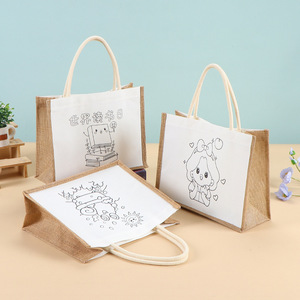 Sac fourre-tout en toile pour enfants Li Shuang, style patchwork graffiti blanc, personnalisable pour les cours de soutien scolaire et le shopping - Product Image 3