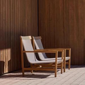 Conjunto de muebles de exterior de teca, tumbona resistente al agua y a los rayos UV, para patio de villa, estilo nórdico. - Product Image 1