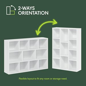 Librería Moderna Blanca SENYU con 9 Estantes, Diseño Modular para Sala de Estar, Muebles para Oficina en Casa - Product Image 2