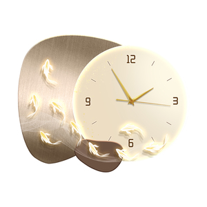 Hiện đại sang trọng trừu tượng hình học cá dẫn ánh sáng sơn đồng hồ sáng tạo in kỹ thuật số trang trí nhà đồng hồ treo tường - Product Image 6