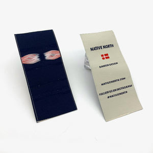 Etiquetas bonitas con dobladillo tejido al por mayor, fabricación personalizada de su propio logotipo, etiqueta con dobladillo tejido para ropa y prendas de vestir - Product Image 3