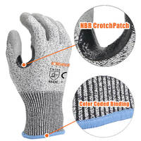 Gants de sécurité industriels flexibles MaxiTough avec revêtement en PU et patch NBR sur l'entrejambe, résistants aux coupures, antidérapants, conformes à la norme EN388