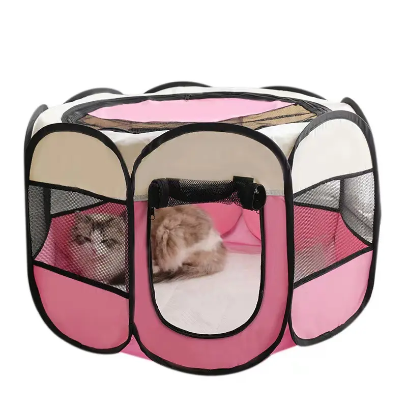 Multi functional Cat delivery room pet pen pet octagonal cage pet mat dog kennel cat kennel fold transparent house