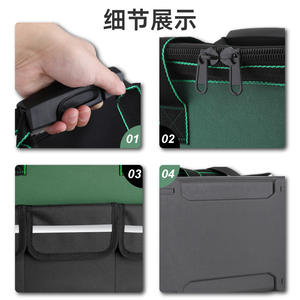 Bolsa de herramientas verde con 10-14 bolsillos, cierre de cremallera, resistente al agua, multifuncional, para almacenamiento de herramientas de carpintería - Product Image 5