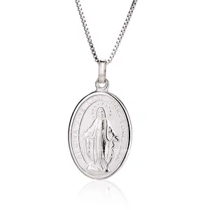 Custom Vintage Necklace Jewelry Accessory Rhodium Plated 925 Sterling Silver Jesus Christ Coin Pendant Charms for Necklace