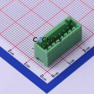 KF2EDGR-2.54-8P Plug-in Terminal Block Bent Lead Through Hole,P=2.54mm Board-to-Board / Socket - Closed 1x8P 2.54mm Green - Product Image 1