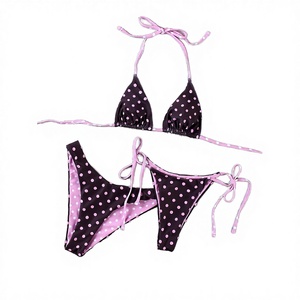 New Three Piece Solid <b>Triangle</b> Strap <b>Bikini</b> Sexy Double Bottom Waist Eco-Friendly Spandex/Polyester Beach Vacation Swimsuit - Product Image 2