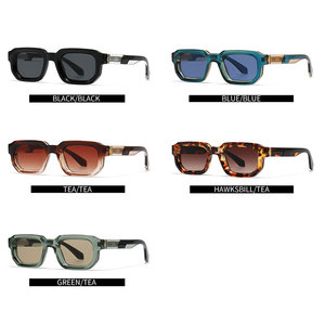 Custom Logo 2026 Vintage <b>Men</b> Women Narrow Punk Sun Glasses UV400 Small Frame <b>Square</b> <b>Sunglasses</b> - Product Image 5
