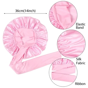 <span class=keywords><strong>Bonnet</strong></span> de nuit en satin ajustable pour cheveux longs, avec logo personnalisé, pour séchage rapide, pour femmes, vente en gros - Product Image 2