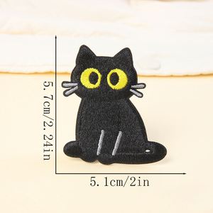 New Eco-friendly Iron-On /<b>sticker</b> <b>Computer</b> Embroidered Black Cat Patch for Clothes Bag Decoration - Product Image 4