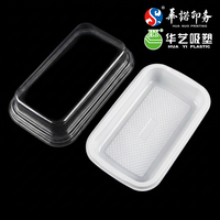 87 HY1595 Boîte d'emballage rectangulaire jetable en plastique PET pour gâteaux, avec base blanche et couvercle transparent