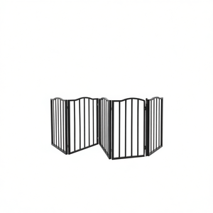 Puerta plegable para mascotas Db, de acero inoxidable, color marrón oscuro, semicircular, para interiores, escaleras, para gatos y perros - Product Image 1