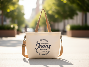 Borsa a Tracolla in Tela con Stampa Lettering e Chiusura a Cerniera, per Tutte le Stagioni - Product Image 2