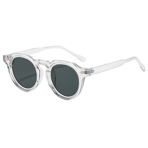 Lunettes de soleil rondes rétro vintage <span class=keywords><strong>noires</strong></span> de haute qualité pour hommes et femmes, protection UV400, anti-lumière bleue, verres de luxe, logo personnalisé - Product Image 2