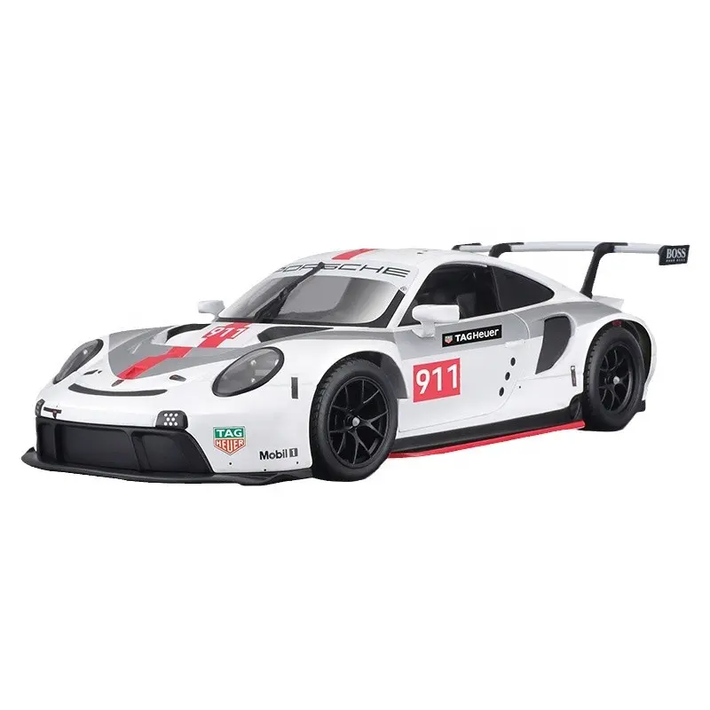 Bburago 1:24 Porsche 911 RSR Mobil olahraga logam campuran statis kendaraan Die Cast mainan Model Diecast hadiah Voiture