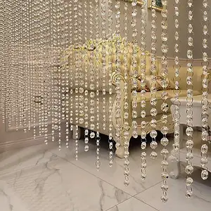 Cuentas octagonales de cristal transparente para decoración del hogar, lámpara colgante de cadena para candelabro y decoración de boda, 14mm