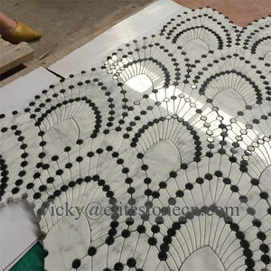 Fábrica al por mayor mármol natural blanco y negro a cuadros azulejo Carrara mármol mosaico azulejo - Product Image 2