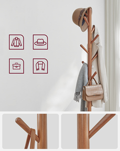 <span class=keywords><strong>VASAGLE</strong></span> facile montaggio appendiabiti in legno per la casa appendiabiti a forma di albero multi-funzionale appendiabiti con mensola - Product Image 5