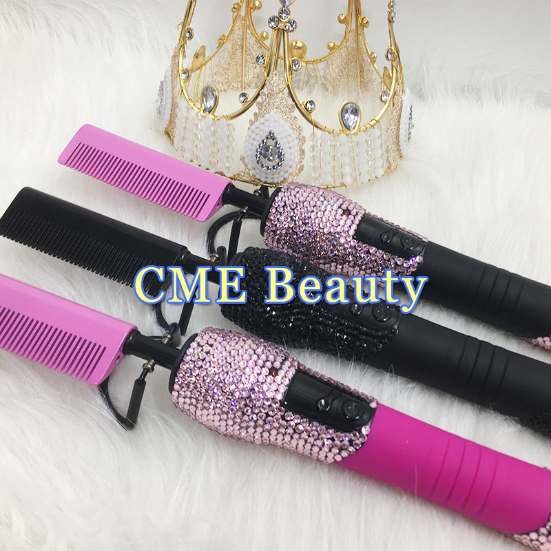 Professional copper metal Hair Straightening Comb brush Hot Electric Hair Straightener comb for hair,curling iron bling hot comb