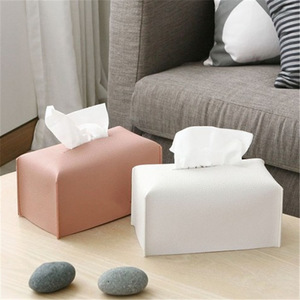 Cubierta de caja de pañuelos, soporte de caja de pañuelos plegable de cuero PU refinado, soporte decorativo/organizador para encimera de tocador de baño - Product Image 1