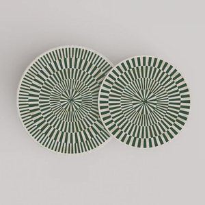 Luxury Bone Inlay Nesting Coffee <b>Table</b> Set of 2 with Black <b>White</b> Geometric Pattern Decorative Living Room Furniture - Product Image 2